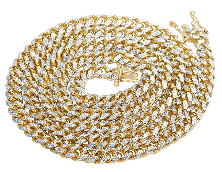 Solid Yellow Gold Diamond 5.5 MM Miami Cuban Link Necklace 3.5 CT 26" by Jewelry Unlimited