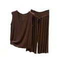 thumbnail image 2 of Uootdi Women's Loungewear Sets V Neck Sleeveless Smocked Shorts Sets Vacation Comfortable Loose Pajama Sets Gift, 2 of 5