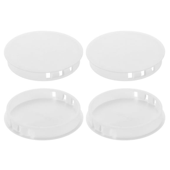 4Pcs Plastic Hole Plugs, 65mm(2-9/16") Flush Type Panel Plugs, Round Snap Knockout Locking Plugs for Furniture Insert End Caps Panels, White