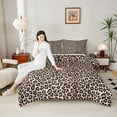 thumbnail image 4 of Manfei Brown Cheetah Print Full Size Comforter Sets for Female, Modern Fashion Style Bedding Comforter Set, Cow Stripes Reversible Bedding Sets, Super Cozy Room Decor, 3pcs, 4 of 8