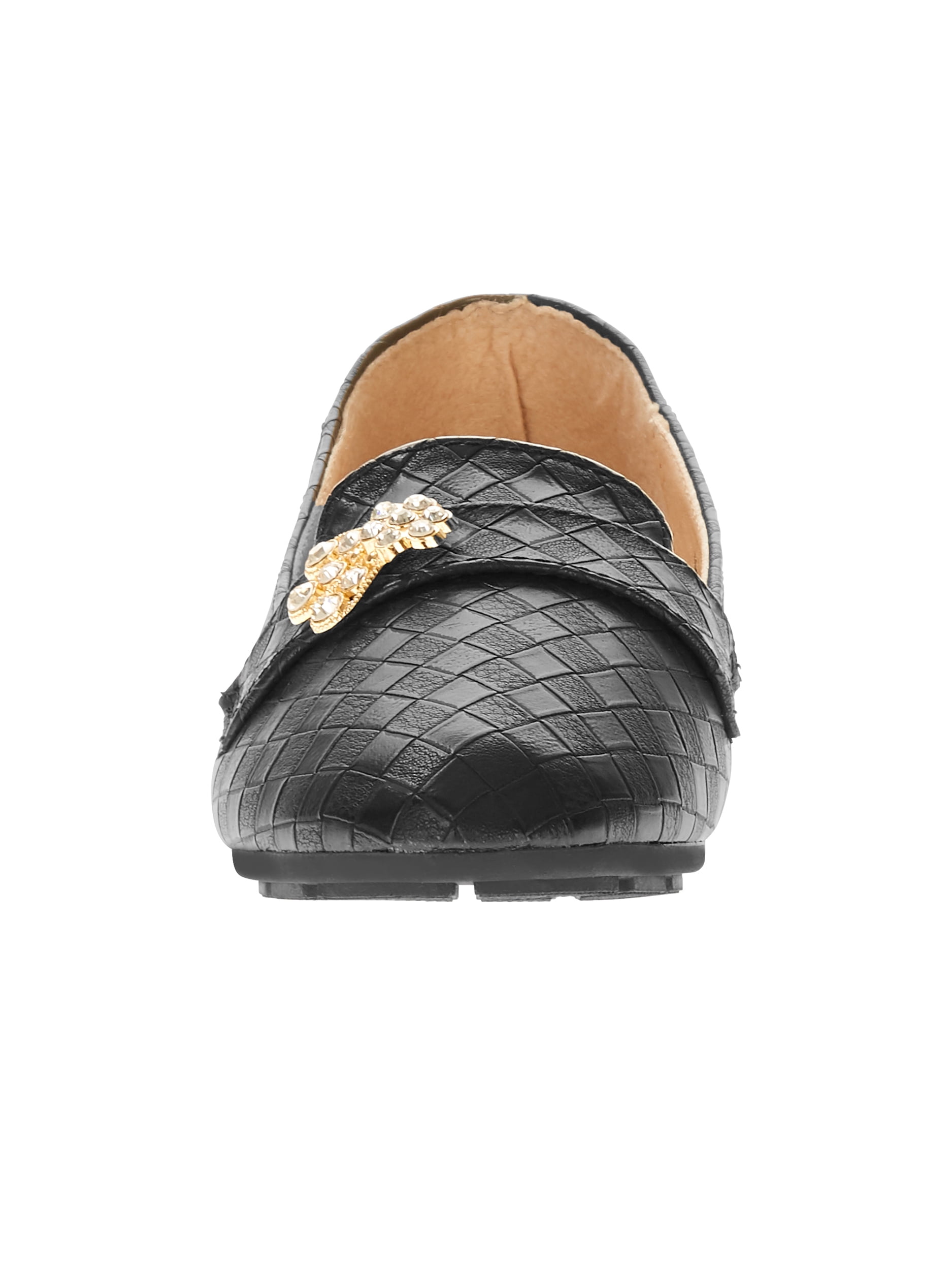 Victoria K Women's Squared Textured Rhinestone Embellishments Ballerina Flats