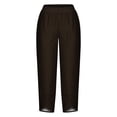 thumbnail image 2 of Womens Plus Size Linen Pants with Pockets High Waist Comfy White Summer Crop Pants Lightweight Casual Loose Trousers (2XL, Brown), 2 of 5