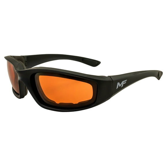 MotoFrames MF Payback Padded Motorcycle Sunglasses Black Frames Amber Lens