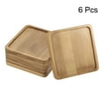 thumbnail image 3 of Uxcell 10cm Square Bamboo Plant Saucer Flowerpot Drip Tray Indoor, 6 Pack, 3 of 5