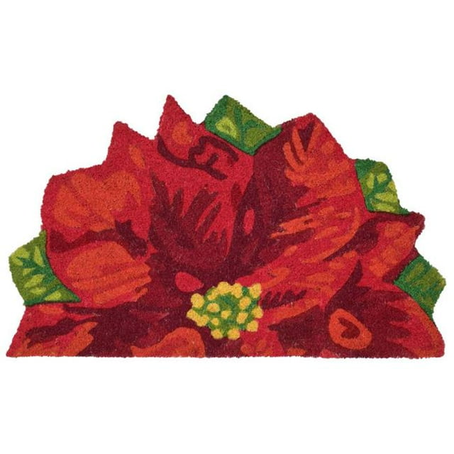 Trans-Ocean Imports NTRH1201524 18 x 30 in. Liora Manne Natura Poinsettia Machine d'Extérieur Faite Tapis Rond - Rouge