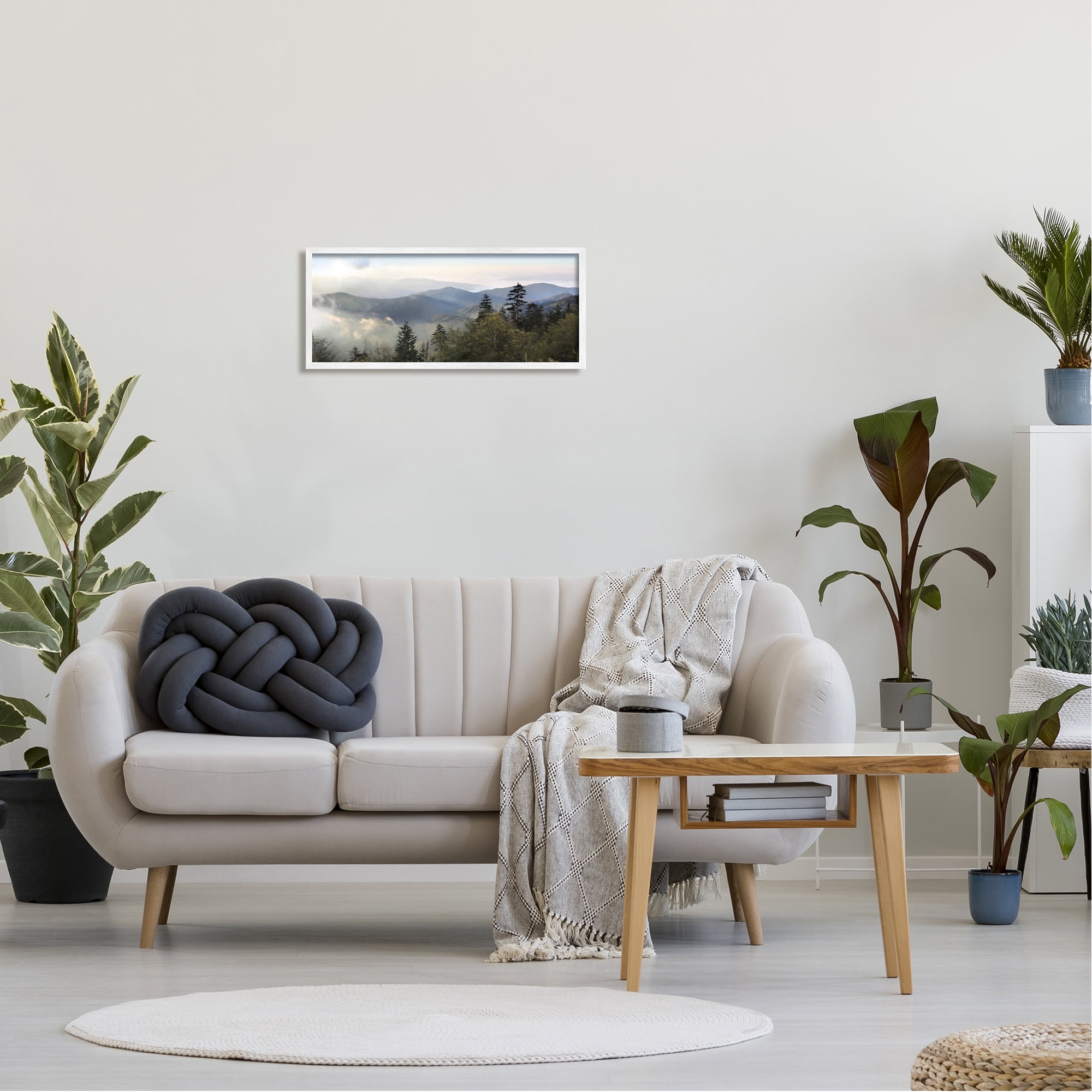 Stupell Panoramic Cloudy Mountainous Nature Landscape Photography White Framed Art Print Wall Art