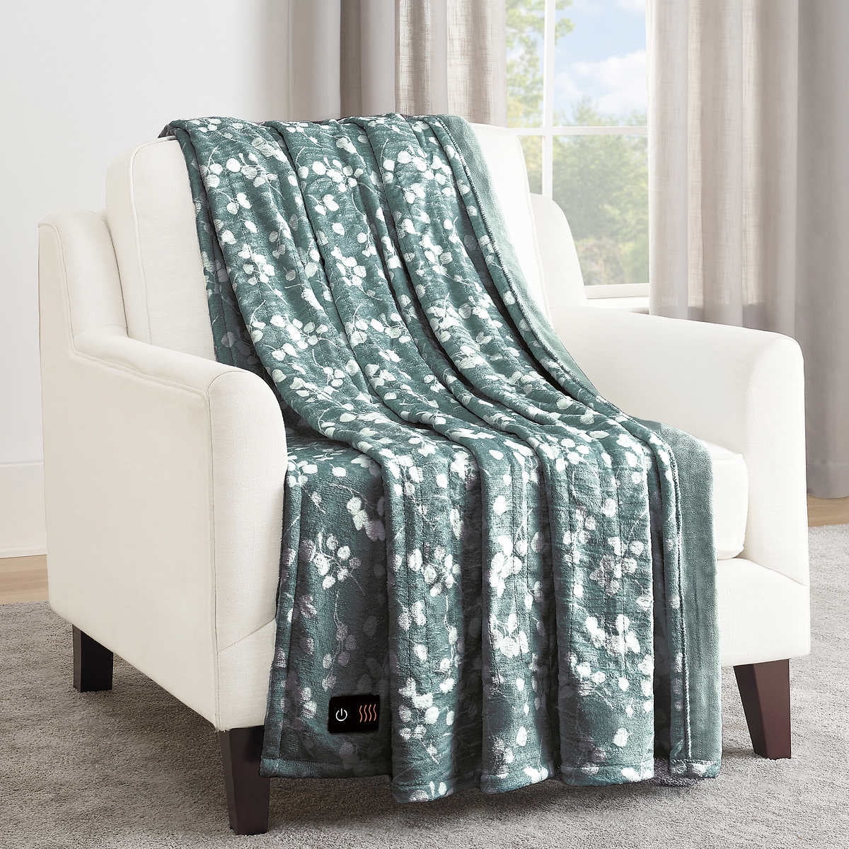 Brookstone Heated Throw 50 in. x 60 in Green Walmart