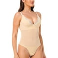 thumbnail image 2 of Elainilye Fashion Bodysuits for Women Tummy Control Shaping Crotch Fit Lace Tight Strap Bodysuit Shapewear,Beige, 2 of 8