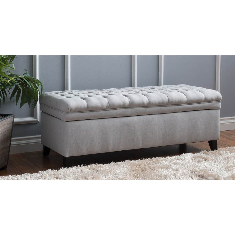 Storage Ottoman in Light Gray
