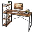 thumbnail image 1 of Bestier 55 inch Computer Desk with 4-Tier Shelves Craft Table Writing Study Table, Rustic Brown, 1 of 8