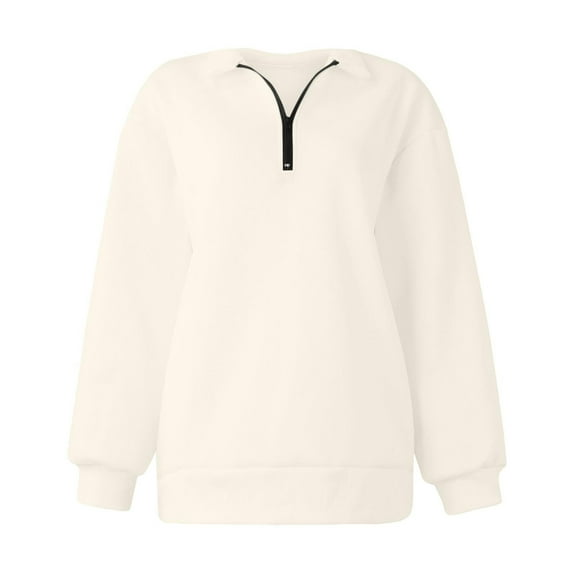 Half Zip Sweatshirt Women, Plain 1/4 Zip Pullover V Neck s with Pockets Autumn Winter Long Sleeve Lapel Neck Tops Solid Color Y2K Basic Sweaters Size 8-18