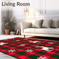 thumbnail image 2 of ODIKA 6'x9' Machine Washable Non-Slip Area Rug, Jolly Caribou Gingham Cottage Mountain Celebration High Traffic Rug with Pad, Red, 623095, 2 of 8