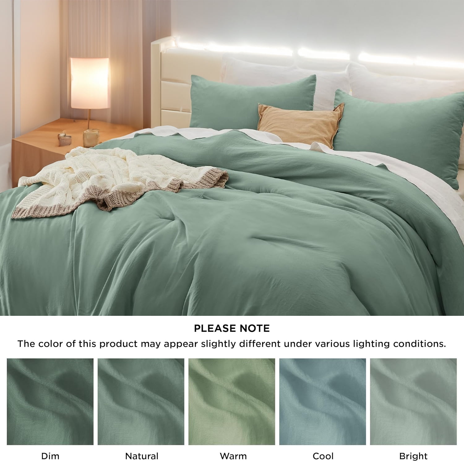 U by Bedsure 3 Pieces Full Comforter Bedding Sets, Sage Green Comforter Set for All Seasons, 1 Lightweight Prewashed Comforter and 2 Pillowcases, Full, Sage Green