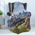 thumbnail image 4 of Cincinnati Soft Flannel Fleece Throw Blanket, Wide Perspective of Suspension Bridge and Apartments Streets Highway Grey Sky, Cozy Plush for Indoor and Outdoor Use, 60" x 80", Multicolor, by Ambesonne, 4 of 5