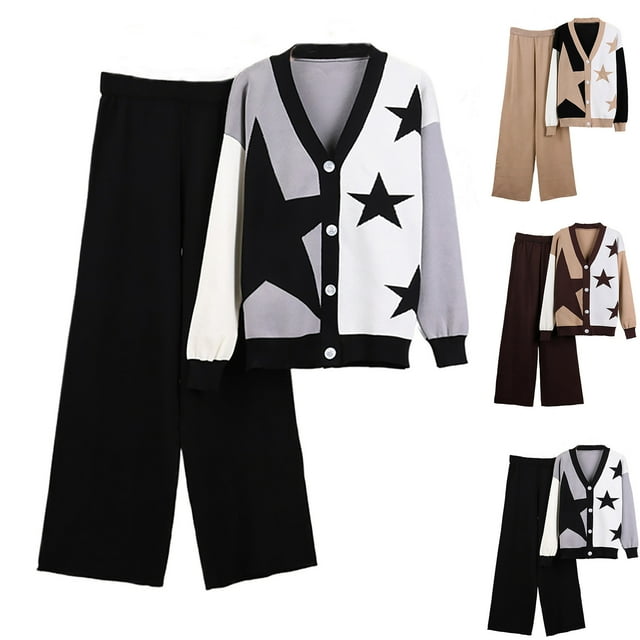 Sentmoon Pyjama d'Hiver pour Femmes Ensemble Hauts Mignons pour Femmes et Pantalons pour Femmes Coupe Ample Col Rond Tenue de Détente pour Femmes Manches Longues Pyjama Thermique pour Femmes Hiver pour Photos de Famille Assorties