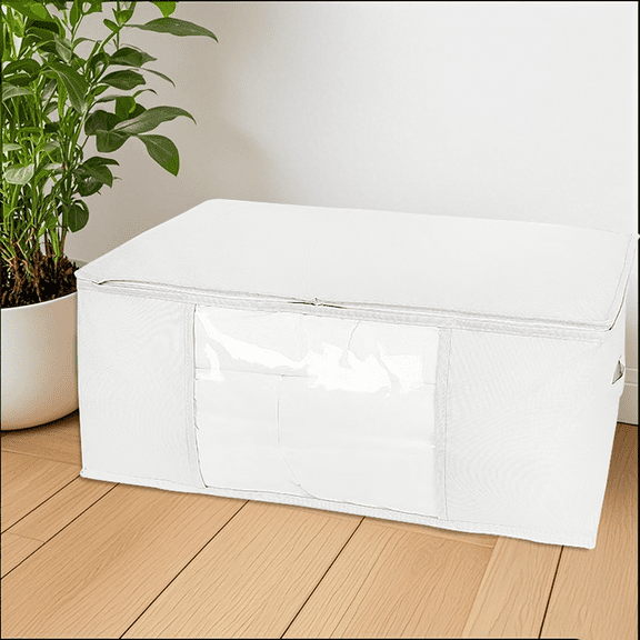 Clothes Storage Bag Large Clothes Organizer, Closet Organizer with Reinforced Handle Thick for Comforters, Blankets and Bedding with Sturdy Zipper, white