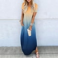 thumbnail image 2 of cfhntfmh Casual Dresses for Women Crewneck Short Sleeve Long T-Shirt Dress Gradient Print Baggy Beach Maxi Dress with Pockets, 2 of 5