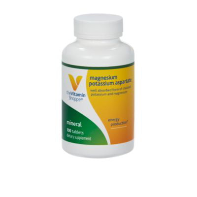 The Vitamin Shoppe Magnesium Potassium Aspartate, Well Absorbed Form of Chelated Magnesium  Potassium, Supports Energy Production (100 (Best Form Of Magnesium For Depression)