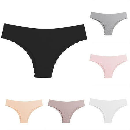 Price Blitz: Womans Panties  Bragas de Mujer  Fashion Women Solid Color Wavy Pattern Low Waisted Lace Thong Breathable Traceless Pants For Girls SOPATENOR Black L