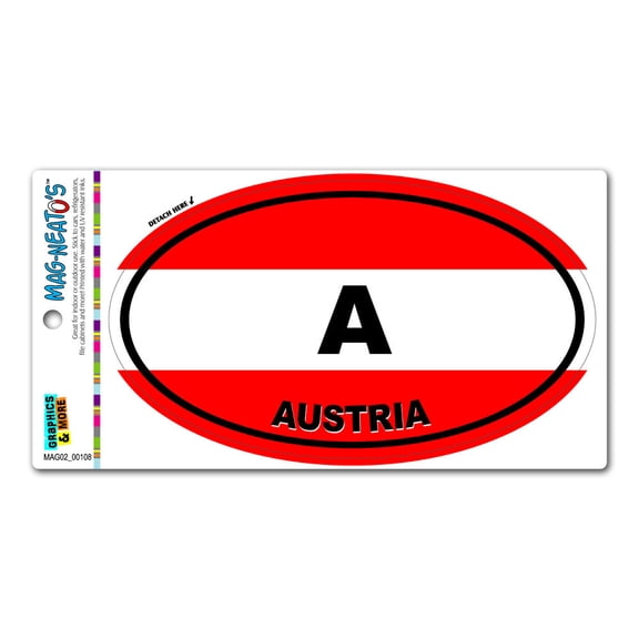 Austria Country Flag - A Euro Oval Flag MAG-NEATO'S(TM) Car/Refrigerator Magnet