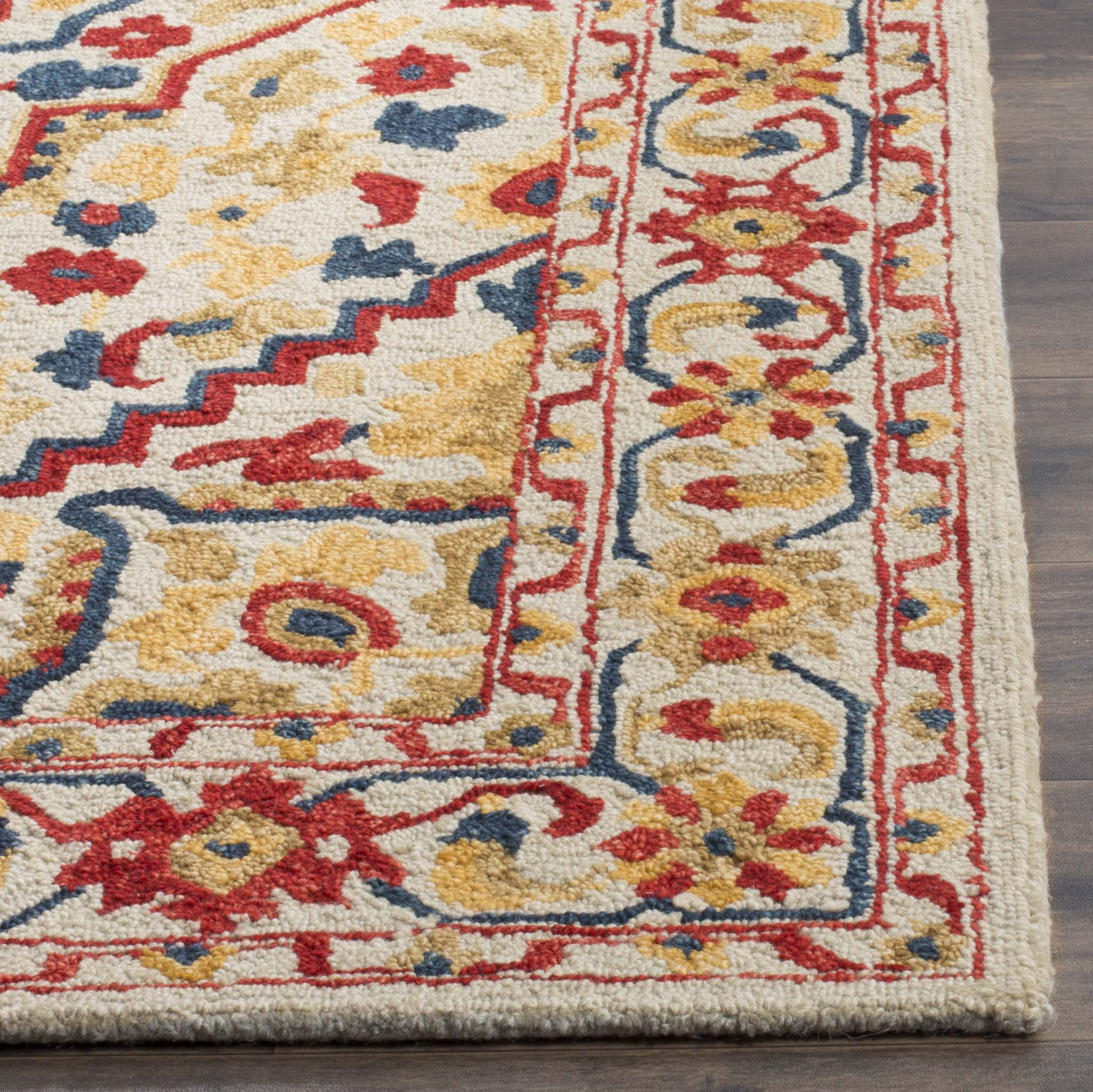SAFAVIEH Aspen Coco Southwestern Wool Area Rug, Ivory/Multi, 7' x 7' Square