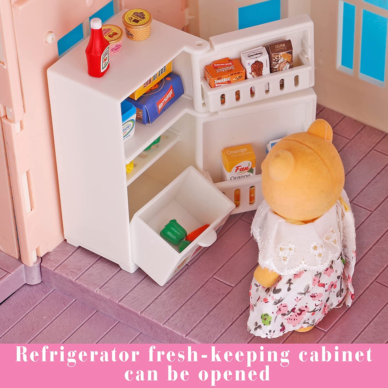 Mini Refrigerator & Food Toy Set 16-Pieces