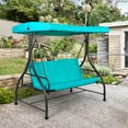 thumbnail image 3 of Patiojoy 3 Person Porch Swing Hammock Bench Chair Outdoor with Canopy Turquoise, 3 of 4