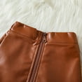 thumbnail image 4 of Toddler Kids Baby Girls Long Sleeve Ruffle T Shirt Tops PU Leather Zipper Skirts 2PCS Outfits Clothes Set, 4 of 7