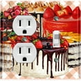 thumbnail image 1 of Metal Light Switch Wall Plate Outlet Cover (Layered Chocolate Vanilla Cake Party Berry Fruit - Single Duplex Single Toggle), 1 of 2