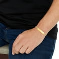 thumbnail image 3 of Floreo 10k Yellow Gold 8.5mm or 10mm Solid Pave Curb Personalized Engraved Name Bar Custom ID Bracelet, 3 of 5