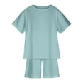 thumbnail image 3 of Ahuyic Kids' Summer Ice-Feel Short Sleeve Set,Kids Breathable And Skin-Friendly Outfit,Toddler Baby Boys Girl Comfortable Color Short Sleeve Cotton T-shirt Shorts Set, 3 of 5