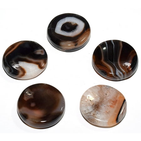 Brown Agate Sphere - 40mm Natural Fortification Banded Agate Crystal Stand for Sphere / Egg Polished Black White Brown Mineral Stone Specimen - India (1PC)