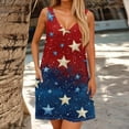 thumbnail image 3 of Mother'S Day Outfit For Women, 4Th Of July Casual Tank Sundress With Pockets Boho Beach American Flag V Neck Tshirt Dresses Hot Pink Square Dress Plus Size Dresses Cocktail (M, Dark Blue) ZMTing, 3 of 5