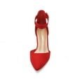 thumbnail image 3 of Dream Pairs Women Fashion Pump Shoes Ankle Strap Pointed Toe Low Chunky Dress Shoes ANNEE RED/SUEDE Size 5, 3 of 6