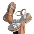 thumbnail image 6 of Eltusu Women Platform Sandals, Non-Slip Ankle Strap Fashion Open Toe Dress Sandals Shoes Silver Size 7, 6 of 10