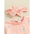 thumbnail image 6 of Nygoyerh Toddler Baby Girls Cute Summer Outfits Floral Print Short Sleeve T-shirt + Ruffled Shorts + Headband 3Pcs Infant Casual Short Pants Sets 6M 12M 18M 24M 3T, 6 of 9