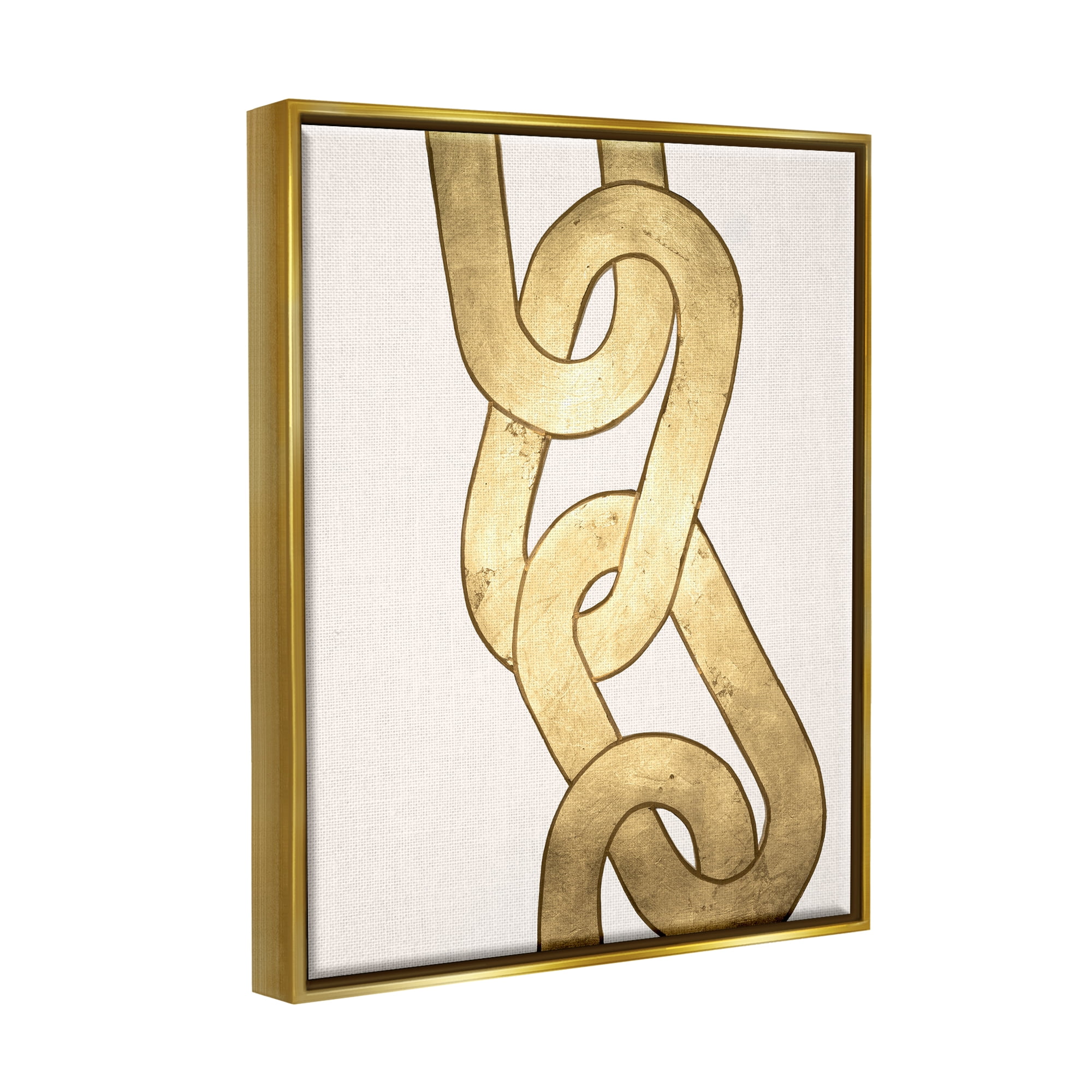 Stupell Industries Modern Chain Links Shapes Abstract Painting Gold Floater Framed Art Print Wall Art