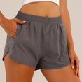 thumbnail image 2 of Pantalones cortos deportivos para mujer, pantalones cortos informales con forro y bolsillos con cremallera de cintura alta de secado rápido para uso en verano, 2 of 6