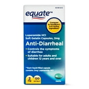 Equate Anti-Diarrheal Loperamide Hydrochloride Softgels, 2 mg, 120 Ct