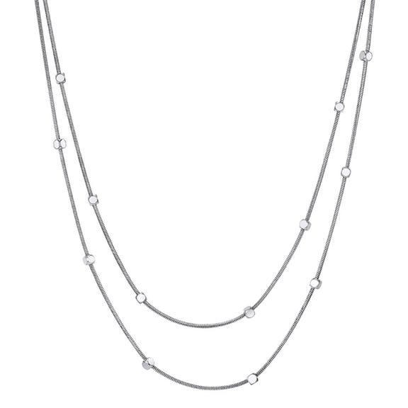 Flydeer Necklace for Women Double Layer Snake Chain Beaded Necklace Stainless Steel Valentine's Day Gift for Women