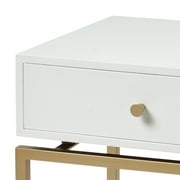 Elk Home Clancy 25 White Fabric Accent Table in Transitional Style for Living Room, Bedroom, Office