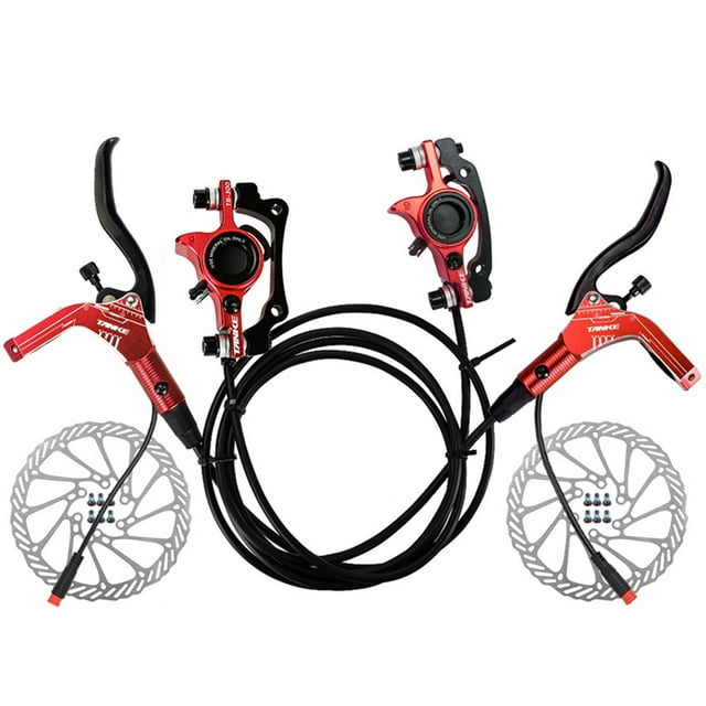 Frenamiento de disco de bicicleta Juego de frenos hidráulicos para bicicleta eléctrica con rotores de 160mm palanca de pinza de freno de disco hidráulico delantero y trasero para bicicleta eléctrica S TANKE Frenamiento de disco de bicicleta