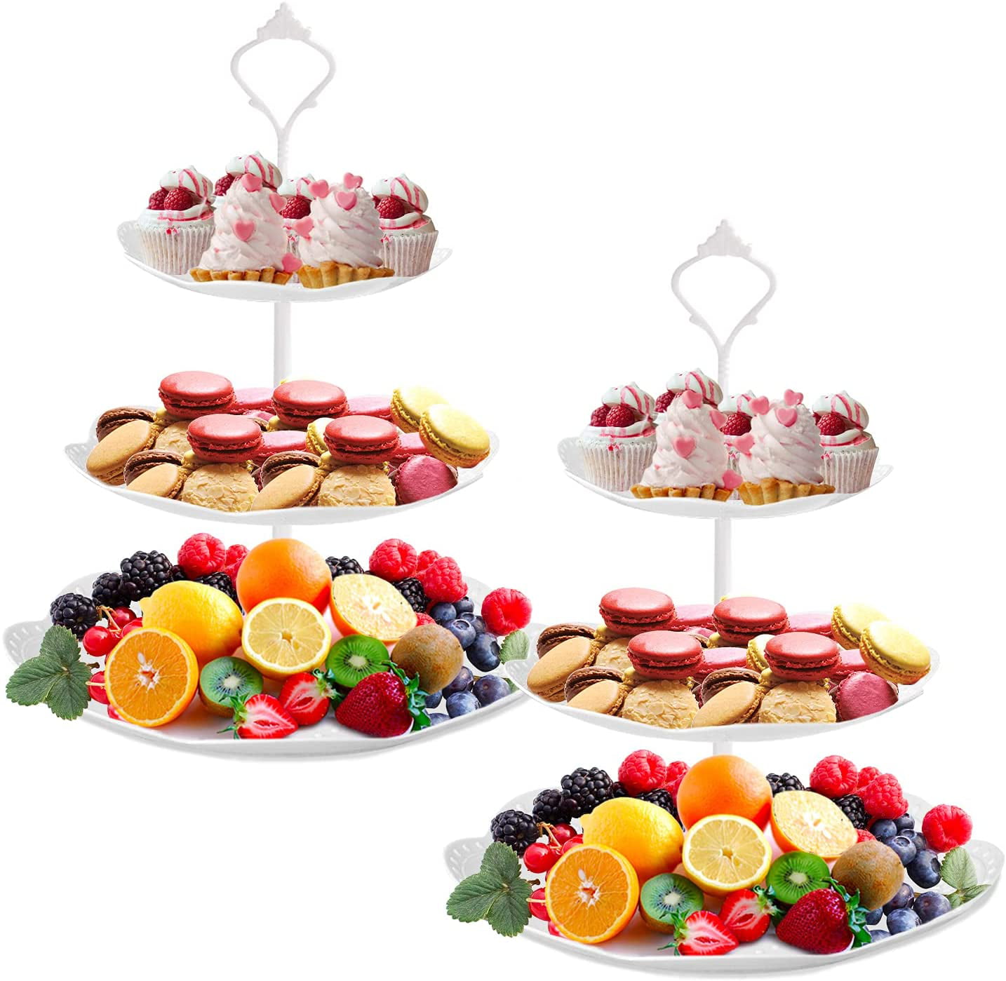 Flunyina 3-Tier Paper Cake Stands Christmas Tree and Star Style Party Favour Holding Stands Dessert Candy Chocolate Jelly Snacks Bread Tower Serving Tray for Christams Dinner Party Xmas Themed Wedding Birthday Baby Shower Decoration Se o Green and Silver