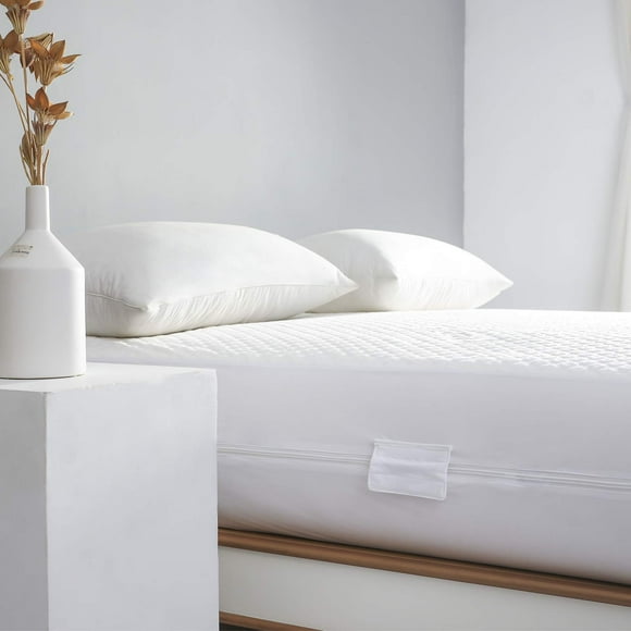 Protège-matelas Imperméable Taille Simple avec Fermeture Éclair-360 Dessus Amovible Housse de Matelas 10-13 Profondeur