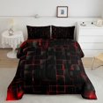 thumbnail image 1 of YST Geometric Grid Comforter Set Twin Size, Red and Black Checkered Bedding Quilt Set, Men Women Bedroom Decor, Modern Abstract Check Plaid Square Down Comforter for All Season, 1 of 5