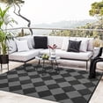 thumbnail image 2 of Volkmi Outdoor Rug – Reversible Waterproof Plastic Straw Patio Carpet, Modern Black/Grey Checkered, Lightweight, Collapsible, Easy Clean, Fade Resistant, for Camping,Beach –9x12ft, 2 of 8