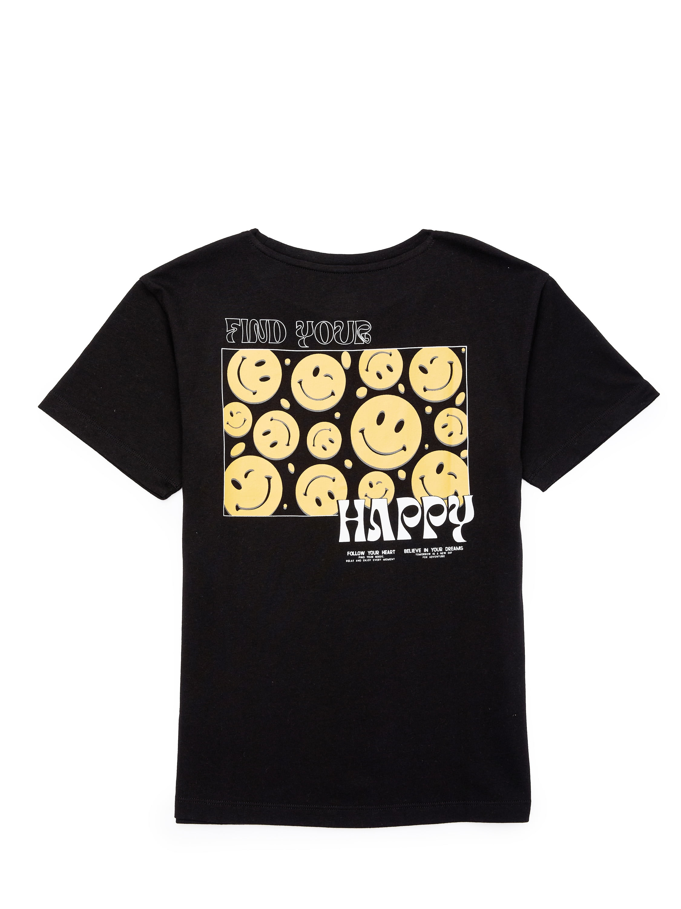 Wonder Nation Girls Smiley Graphic Tee with Short Sleeves, Sizes 4-18