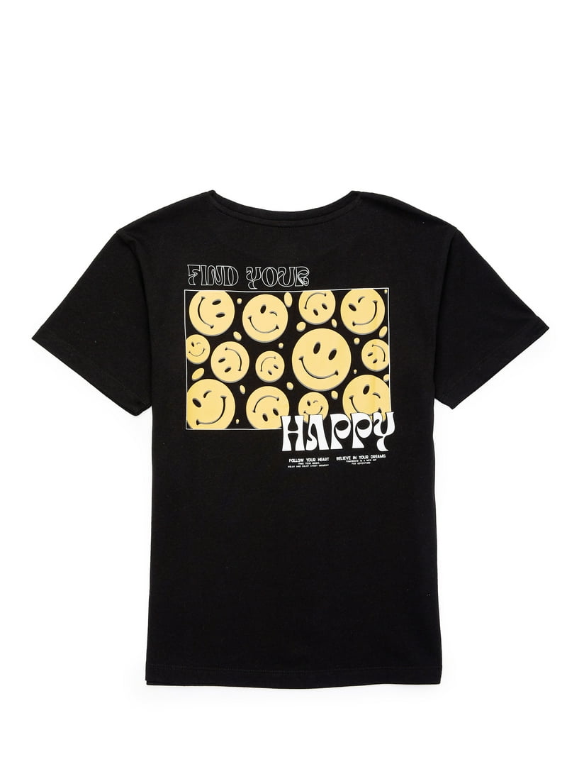 ✤smile✤ Wonder Nation Girls Smiley Short Sleeve Graphic T-Shirt Sizes 4-18