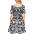 thumbnail image 2 of Sakkas Ife Wax African Ankara Colorful Cocktail Short Dress Off-shoulder w/pockets - 26-BlackWhite - One Size Regular, 2 of 5