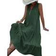 thumbnail image 2 of GXFC Women Swing Dress Sleeveless V Neck Button Tank Dress Summer Loose A-line Midi Dress Sundress for Women Beach, 2 of 5